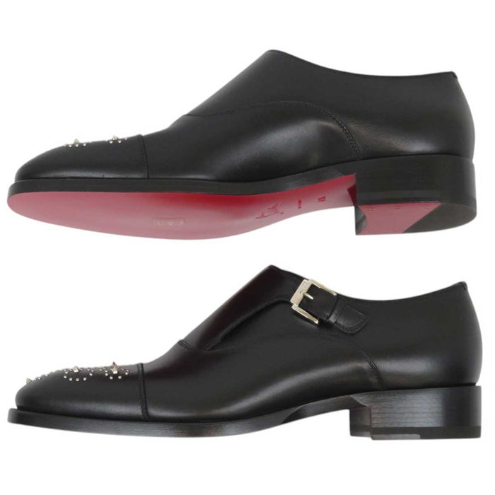 Christian Louboutin 
シングルストラップ メタルスタッズ 
モンクストラップ レザー スタッズ シューズ