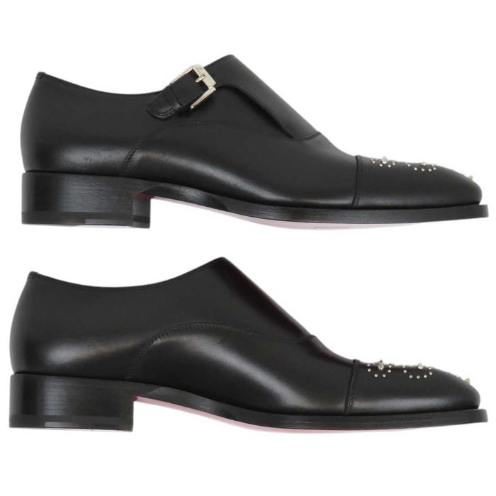 Christian Louboutin 
シングルストラップ メタルスタッズ 
モンクストラップ レザー スタッズ シューズ