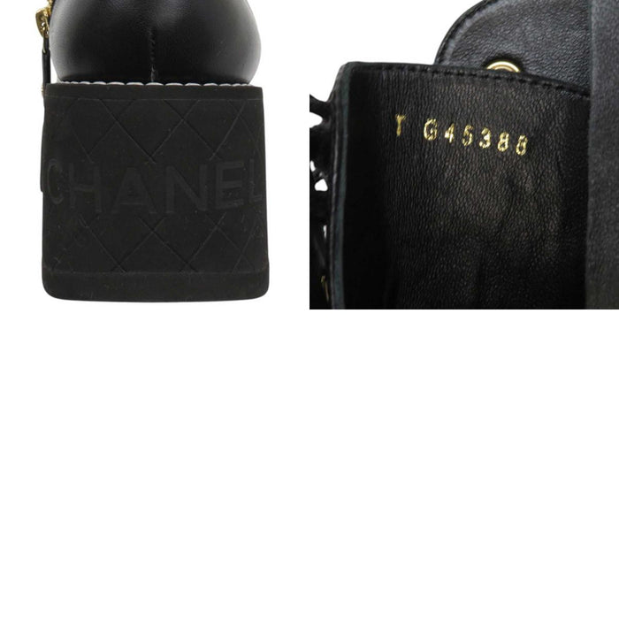 CHANEL 
Logo COCO CC Platform Shoes 
Coco Mark Leather Short Boots