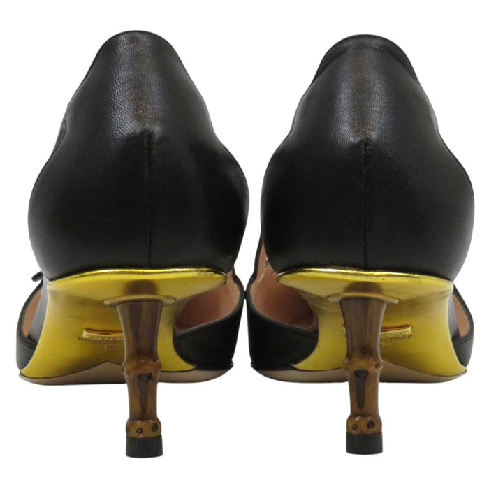 GUCCI 
GG Bamboo Heel Rhinestone Leather 
Interlocking G Cherry Pumps