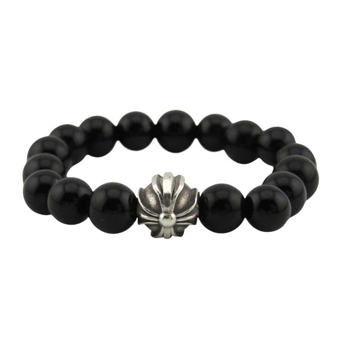 CHROME HEARTS 
4mm BEAD CH Cross Silver 
Black Tourmaline Beads 4mm Ring