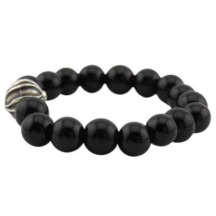 CHROME HEARTS 
4mm BEAD CH Cross Silver 
Black Tourmaline Beads 4mm Ring