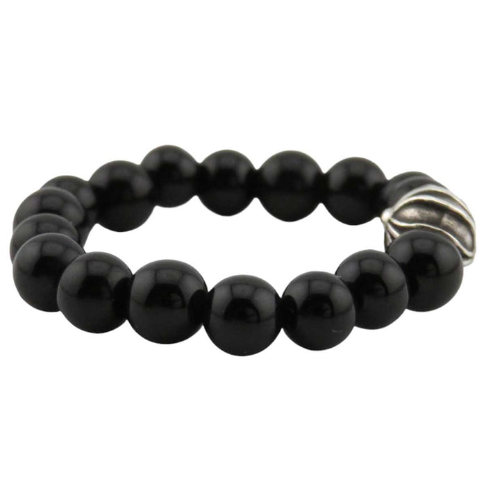 CHROME HEARTS 
Anello con perline da 4mm croce in argento 
Perline di tormalina nera 4mm anello