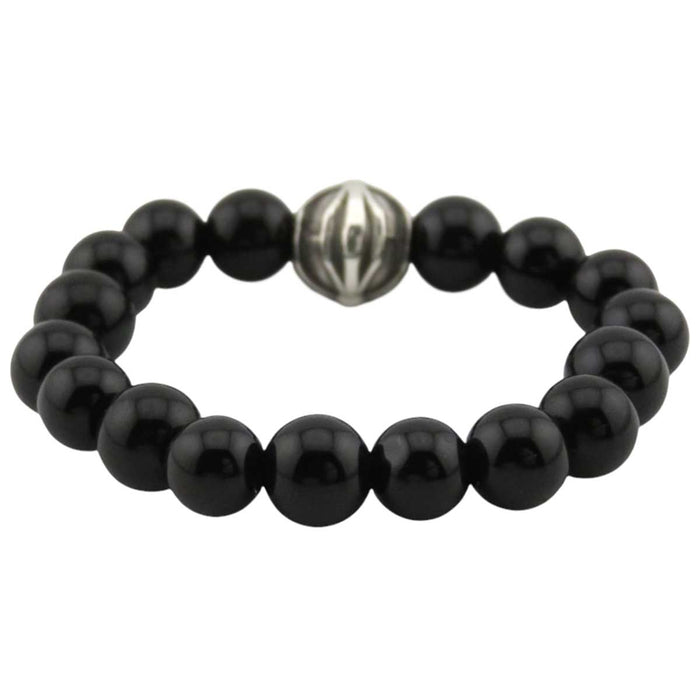 CHROME HEARTS 
4mm BEAD CH Cross Silver 
Black Tourmaline Beads 4mm Ring