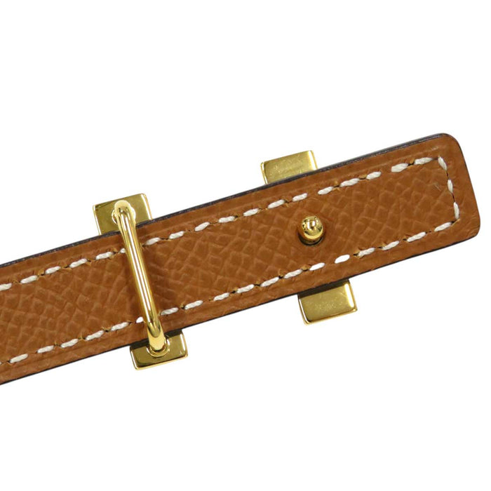 HERMES 
U刻印 2022年製 ロゴ アッシュ ゴールドカラーメタル 
H メドール バックル リバーシブル ベルト 13MM