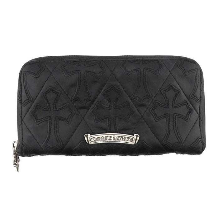 CHROME HEARTS 
CH Etichetta Scroll Pugnale Zip Pelle 
REC F ZIP #2 Portafoglio Trapuntato Croce Cimitero