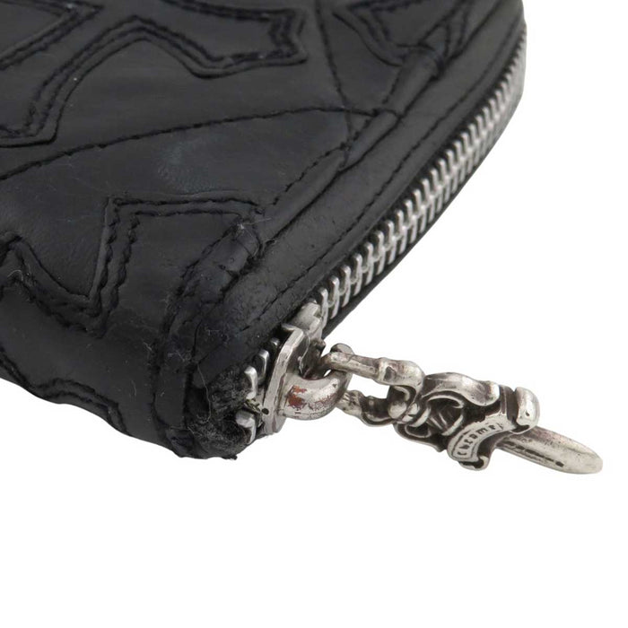 CHROME HEARTS 
CH Etichetta Scroll Pugnale Zip Pelle 
REC F ZIP #2 Portafoglio Trapuntato Croce Cimitero