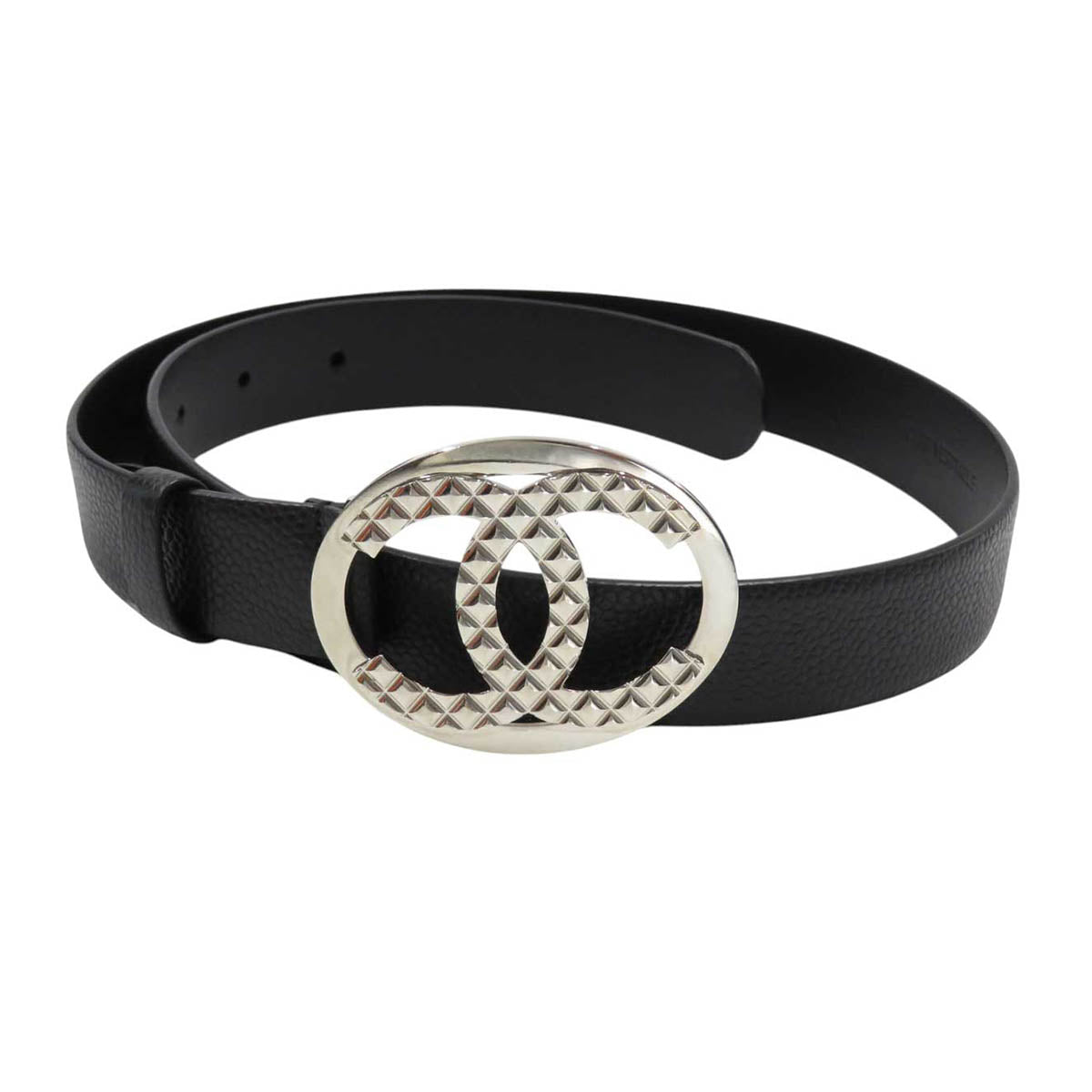 CHANEL レザーベルト CCロゴ付き CHANEL B23C ロゴ COCO CC シルバーカラーメタル ココマーク