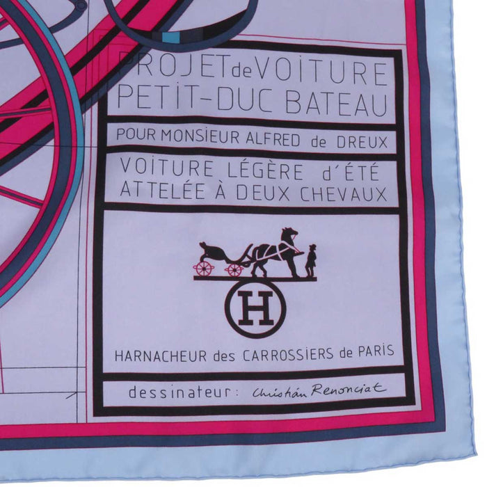 HERMES 
カレ 140 プティ デュック ストール 大判 
カレジェアン シルク スカーフ 
PROJET de VOITURE PETIT-DUC BATEAU