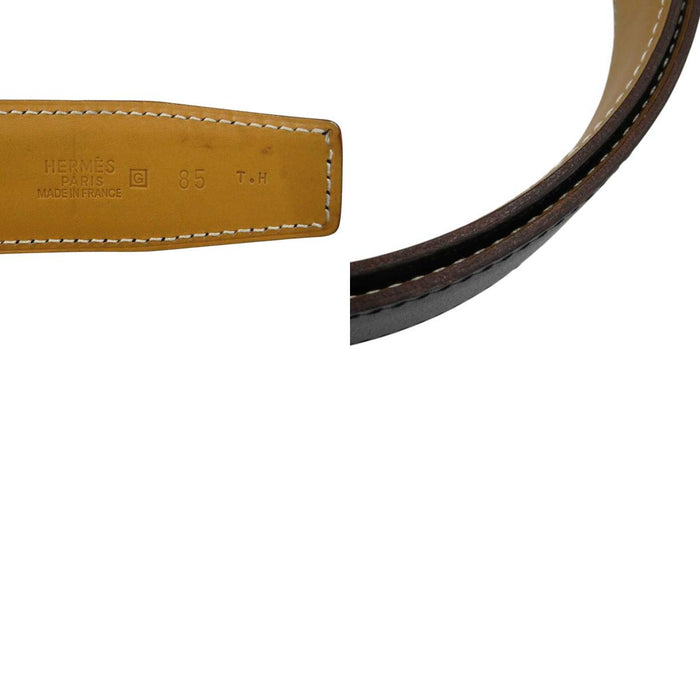HERMES 
アッシュ □G刻印 ゴールドカラーメタル 
H バックル リバーシブル レザー ベルト 32MM
