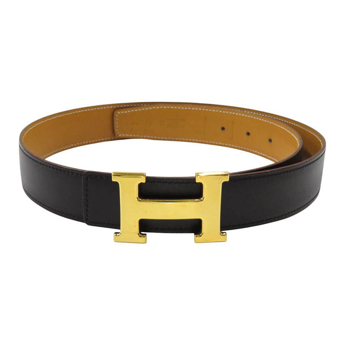HERMES 
アッシュ □G刻印 ゴールドカラーメタル 
H バックル リバーシブル レザー ベルト 32MM
