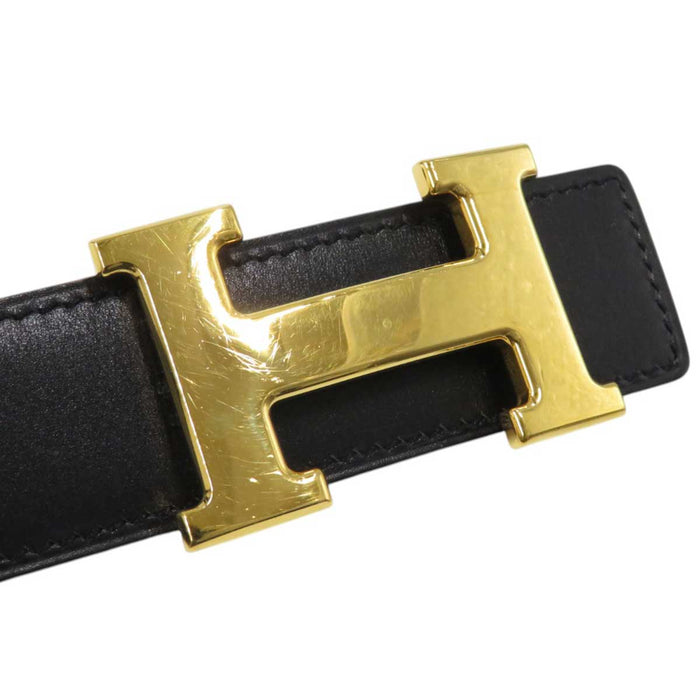 HERMES 
アッシュ □G刻印 ゴールドカラーメタル 
H バックル リバーシブル レザー ベルト 32MM