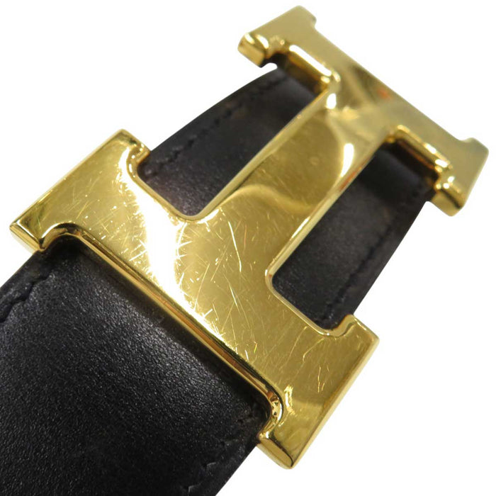 HERMES 
アッシュ □G刻印 ゴールドカラーメタル 
H バックル リバーシブル レザー ベルト 32MM