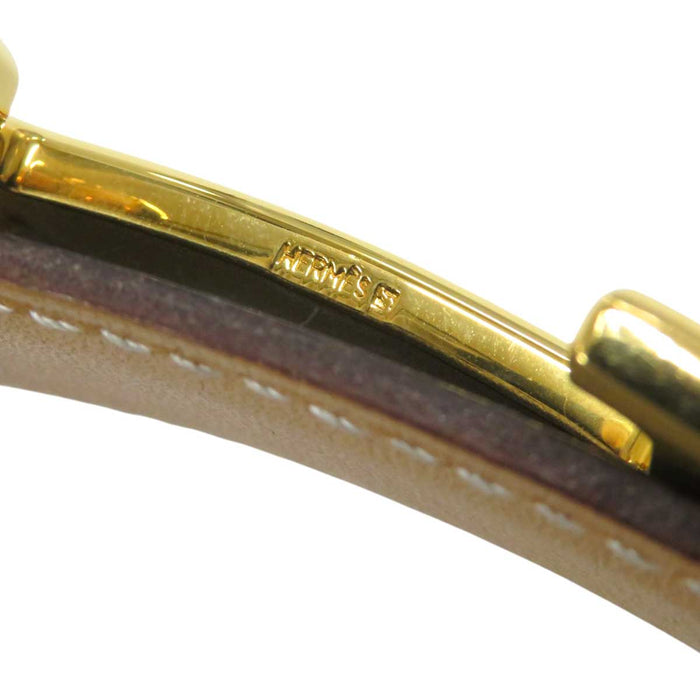 HERMES 
アッシュ □G刻印 ゴールドカラーメタル 
H バックル リバーシブル レザー ベルト 32MM