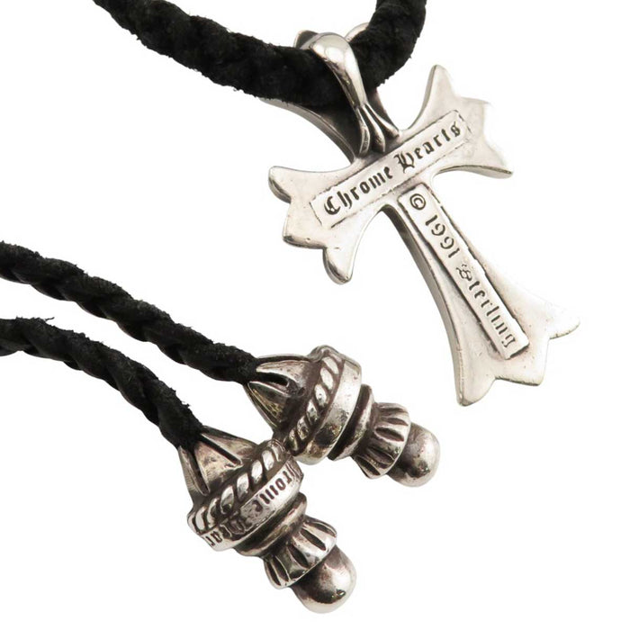 CHROME HEARTS 
CH CRS SML BC 1991刻印 シルバー バレルボロチップ 
スモール CH クロス レザーブレード ネックレス