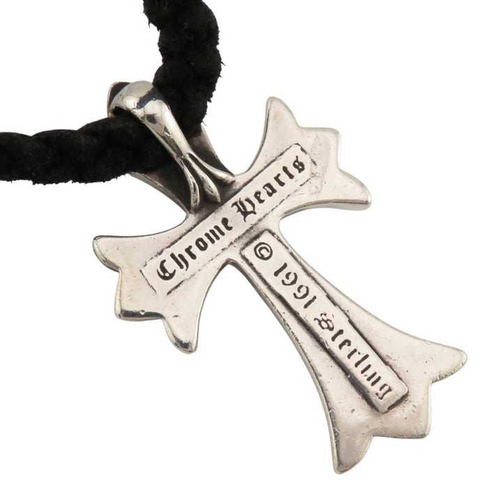 CHROME HEARTS 
CH CRS SML BC 1991 gravure Argent Bague Bolo Pince 
Petit CH Croix Cuir Lame Collier