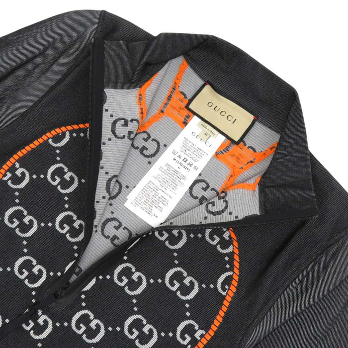 GUCCI 
Logo Jersey Nylon 
GG Jacquard Cropped High Neck Half Zip