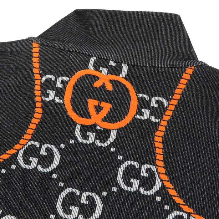 GUCCI 
Logo Jersey Nylon 
GG Jacquard Cropped High Neck Half Zip
