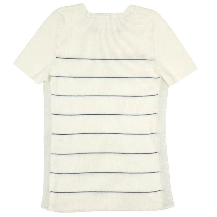 CHANEL 
COCO CC ロゴ シアー コットン リブ ボーダー 04P 
ココマーク ショートスリーブ ニット