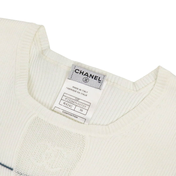 CHANEL 
COCO CC ロゴ シアー コットン リブ ボーダー 04P 
ココマーク ショートスリーブ ニット