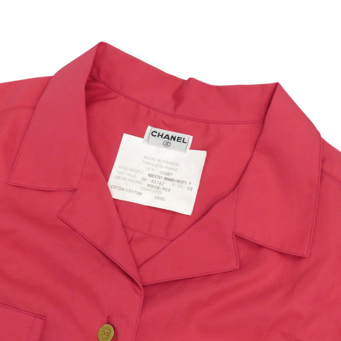 CHANEL 
COCO CC ココボタン ゴールドカラー金具 
ココマーク コットン シャツ