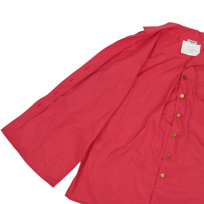 CHANEL 
COCO CC ココボタン ゴールドカラー金具 
ココマーク コットン シャツ