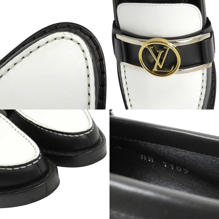 LOUIS VUITTON
2019 LV Logo Monogram Gold Color Metal
Academy Line Bicolor Loafers