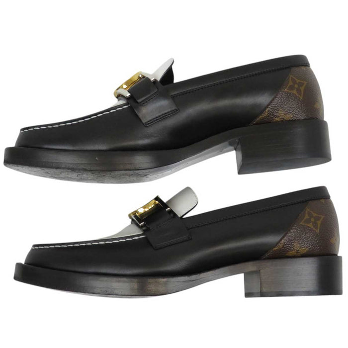 LOUIS VUITTON
2019 LV Logo Monogram Gold Color Metal
Academy Line Bicolor Loafers