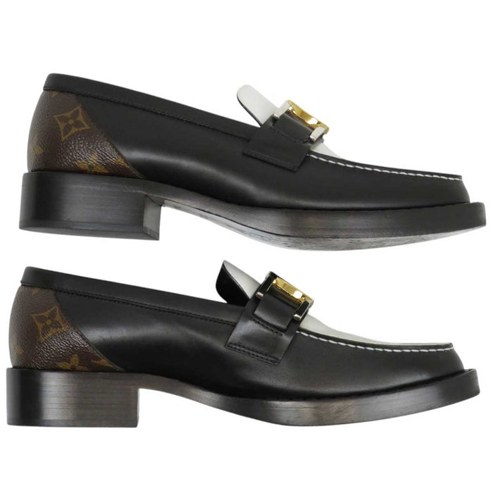 LOUIS VUITTON
2019 LV Logo Monogram Gold Color Metal
Academy Line Bicolor Loafers