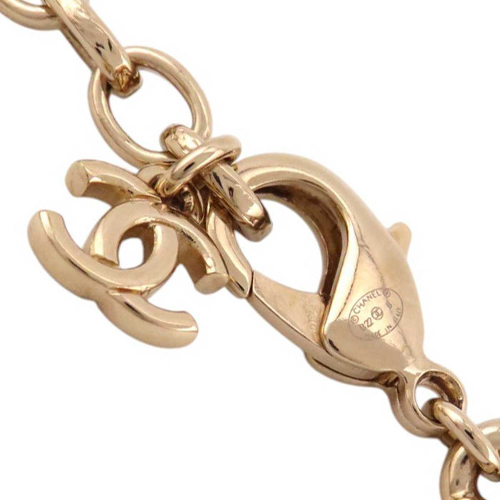 CHANEL 
B22B COCO CC Rhinestone Gold Color Metal Choker 
Coco Mark Heart Chain Necklace
