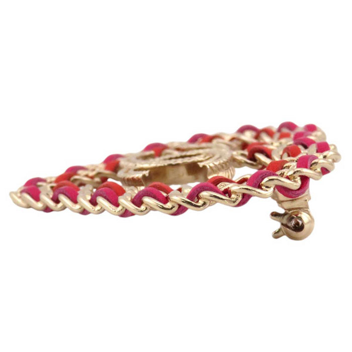 CHANEL 
B18P COCO CC Gold Color Metal 
Coco Mark Leather Heart Brooch