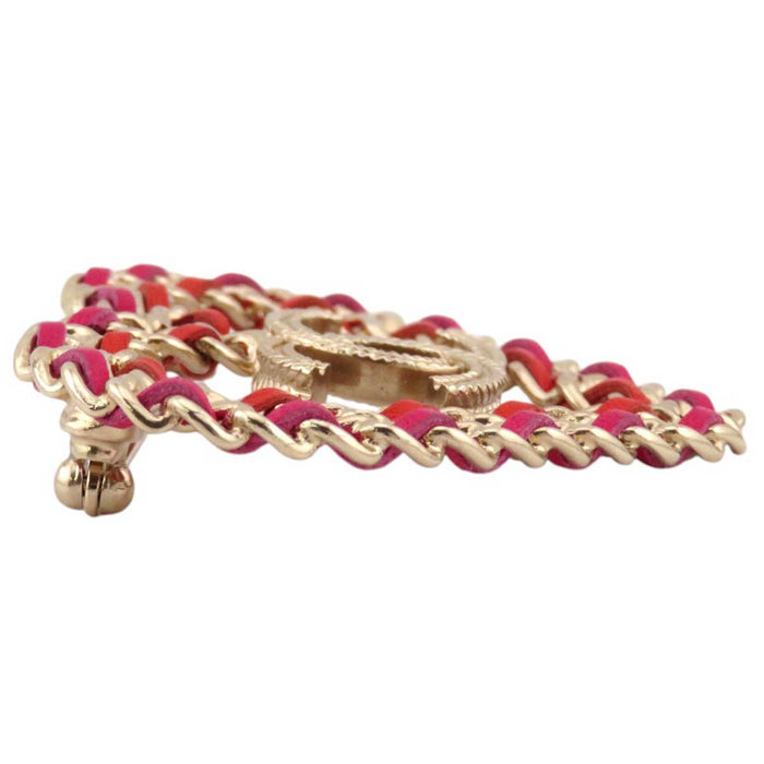 CHANEL 
B18P COCO CC Gold Color Metal 
Coco Mark Leather Heart Brooch