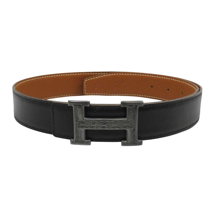 HERMES 
□F刻印 Hベルト アッシュ ロゴ 32MM シルバーカラー金具 
H トゥアレグ リバーシブル ベルト