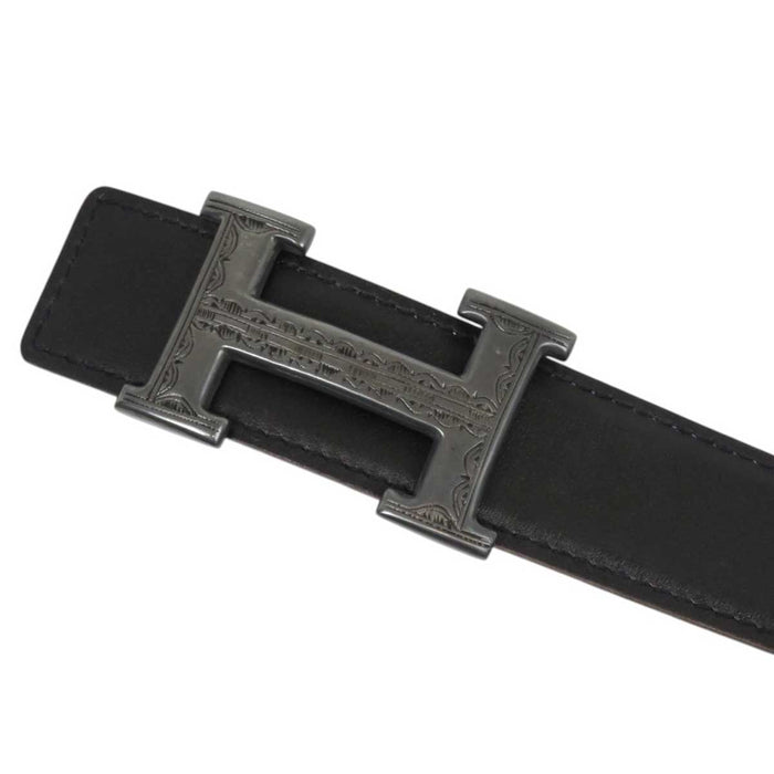 HERMES 
□F刻印 Hベルト アッシュ ロゴ 32MM シルバーカラー金具 
H トゥアレグ リバーシブル ベルト