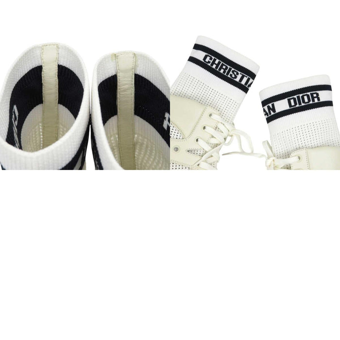 Dior 
ファブリック レザー レースアップ 
ロゴ ソックスブーツ