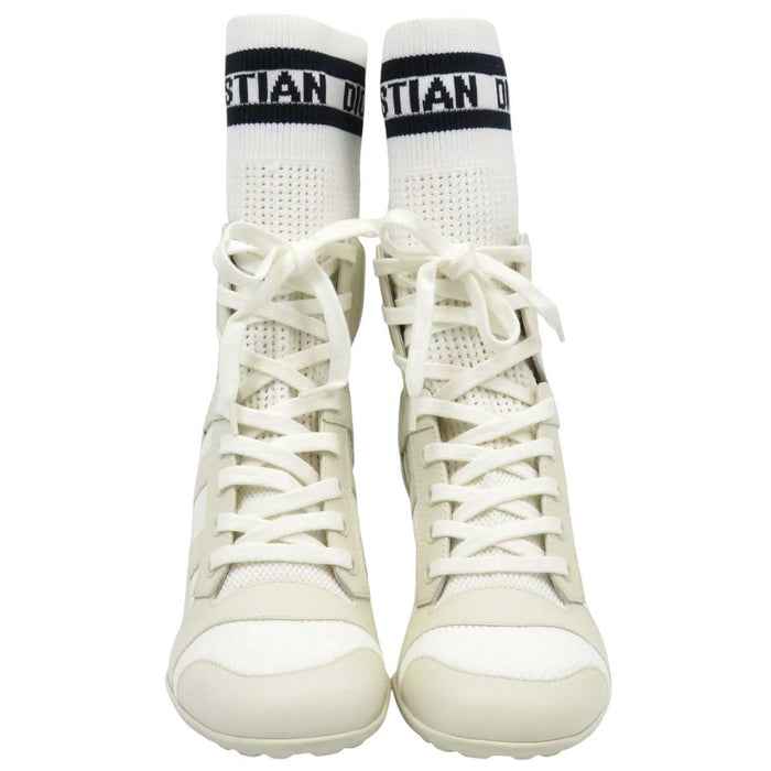 Dior 
ファブリック レザー レースアップ 
ロゴ ソックスブーツ