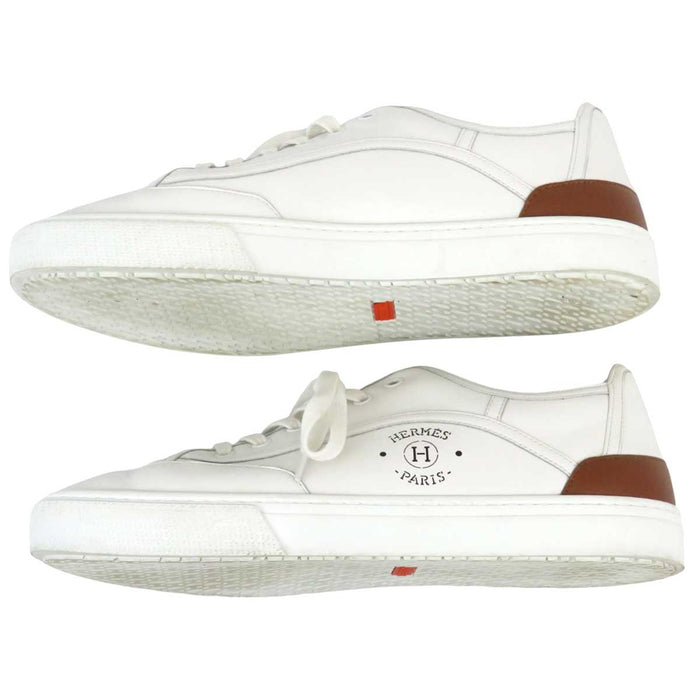 HERMES 
ロゴ H アッシュ レザー レースアップ 
ゲット スニーカー