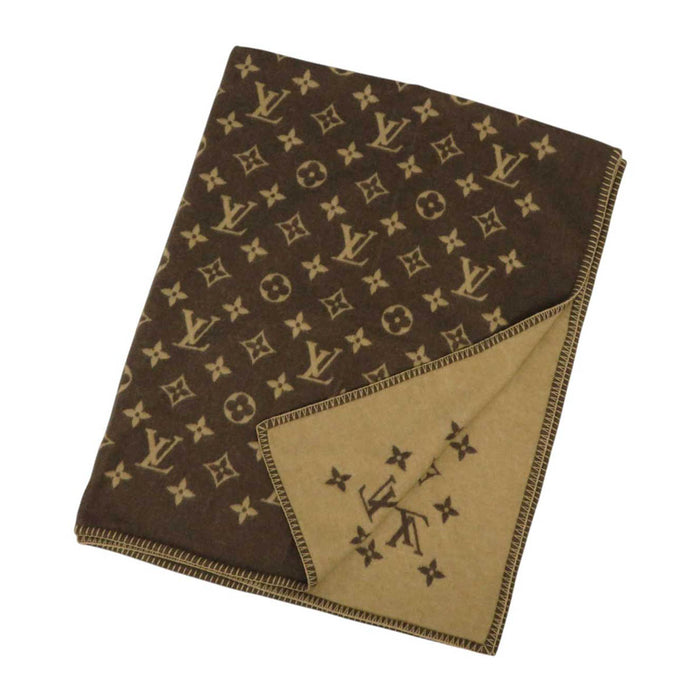 LOUIS VUITTON 
LV ロゴ 総柄 ウール カシミヤ混 
プレッド･ネオ モノグラム ブランケット