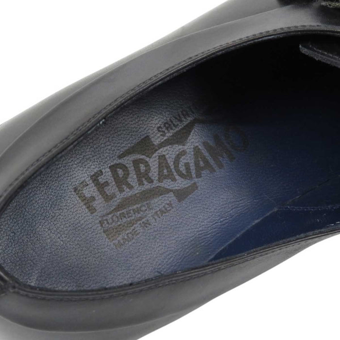 Salvatore Ferragamo 
スクエアトゥ ゴールドカラー金具 
モンクストラップ レザーシューズ