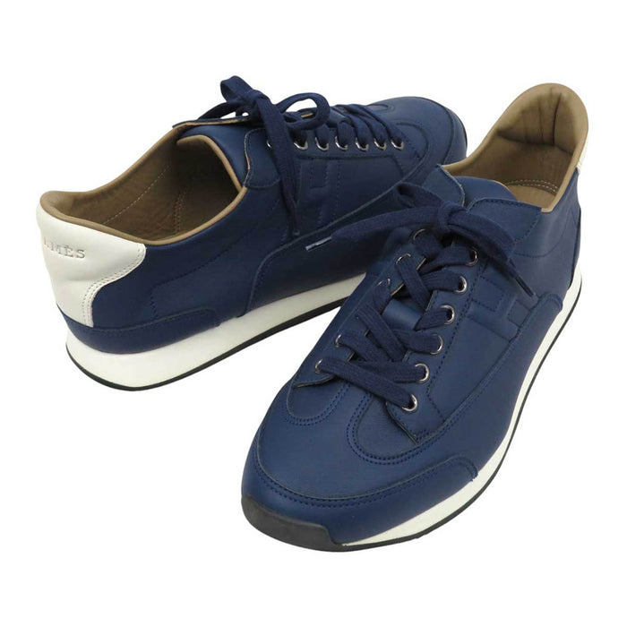 HERMES 
レザー H アッシュ ロゴ レースアップ 
クイック スニーカー