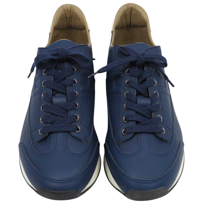 HERMES 
レザー H アッシュ ロゴ レースアップ 
クイック スニーカー