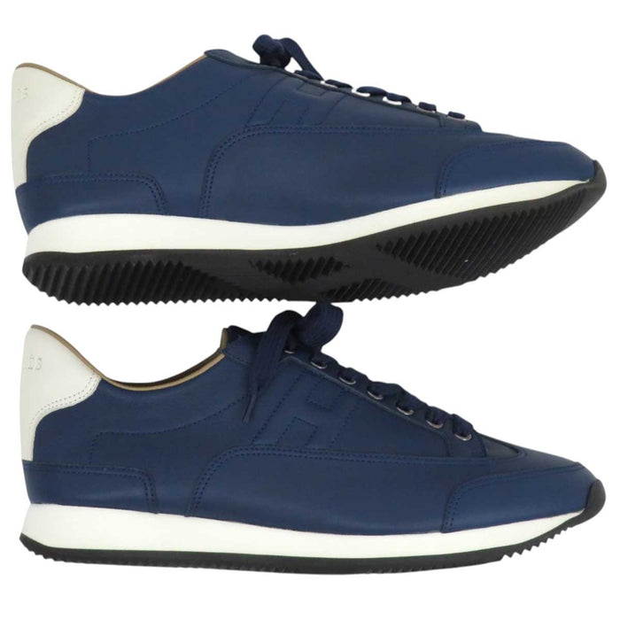 HERMES 
レザー H アッシュ ロゴ レースアップ 
クイック スニーカー