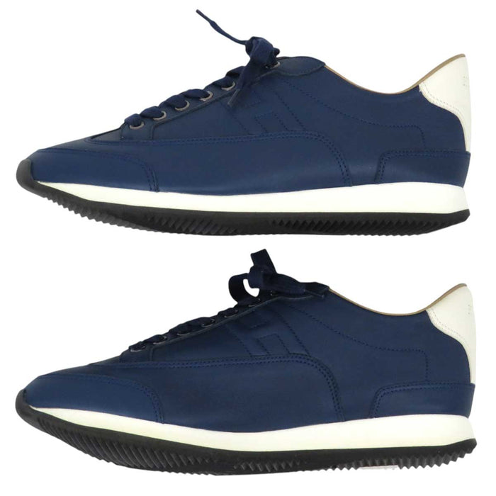 HERMES 
レザー H アッシュ ロゴ レースアップ 
クイック スニーカー