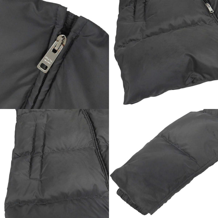 PRADA 
三角ロゴプレート ファー 
トライアングルロゴ ナイロン ダウンジャケット