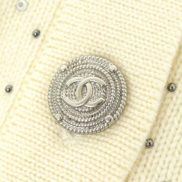 CHANEL 
ロゴ COCO CC ココボタン ロングスリーブ 
ココマーク ビーズ スタッズ カシミア ニット カーディガン