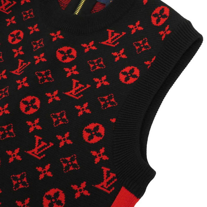 LOUIS VUITTON 
LV ロゴ バイカラー ドレス バックジップ 
モノグラム 切替 ノースリーブ ワンピース