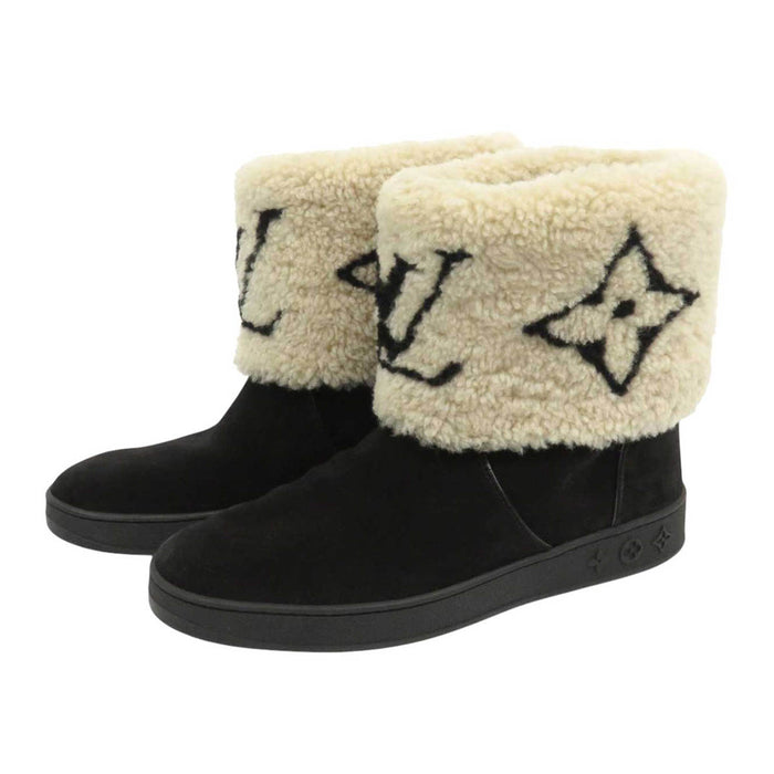 LOUIS VUITTON 
20年製 LV スエード ロゴ 
スノードロップライン アンクルブーツ 
モノグラム