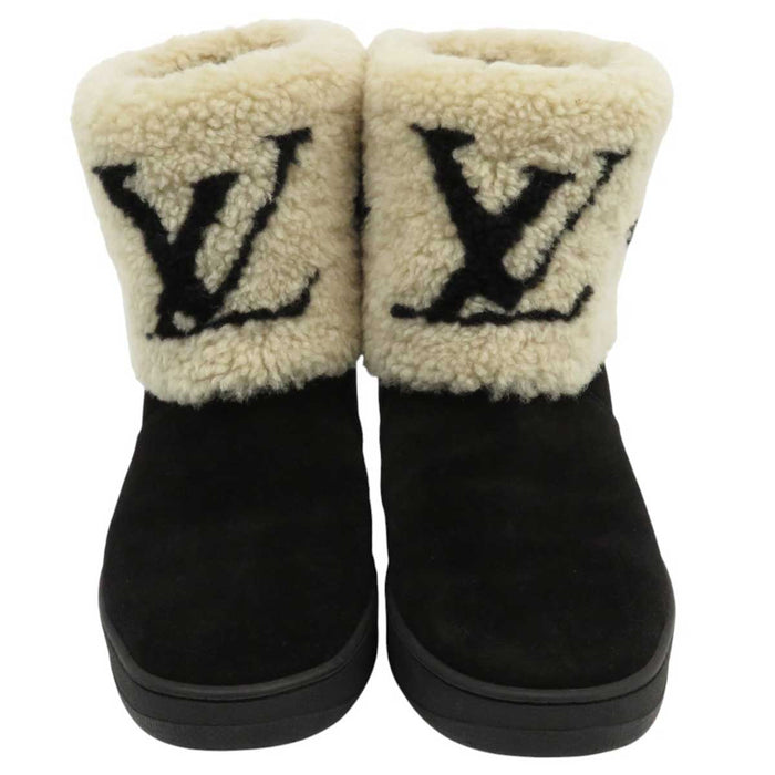 LOUIS VUITTON 
20年製 LV スエード ロゴ 
スノードロップライン アンクルブーツ 
モノグラム