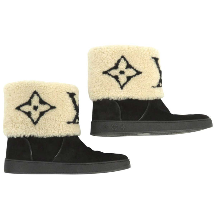 LOUIS VUITTON 
20年製 LV スエード ロゴ 
スノードロップライン アンクルブーツ 
モノグラム