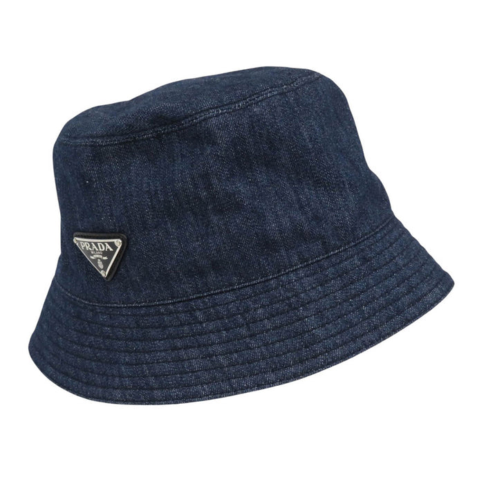 PRADA 
コットン 
トライアングルロゴ デニム バケットハット
